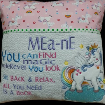 Unicorn reading pillow with pocket 
